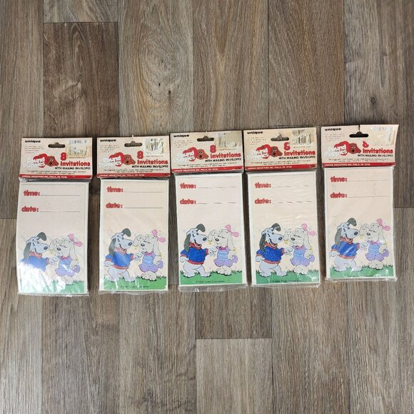 VTG 1986 Pound Puppies Party Invitations‎ w/Envelopes New Sealed Set Of 5 Packs - Picture 4 of 5